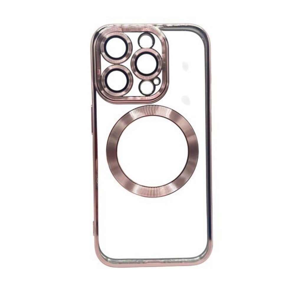 iPhone 15 Pro Clear Protective Case Pink‎ Metallic Trim NEW